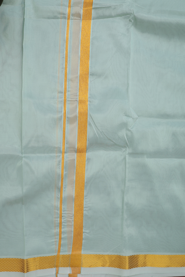 Zari Border Mint Green Art Silk Dhoti With Shirt Material