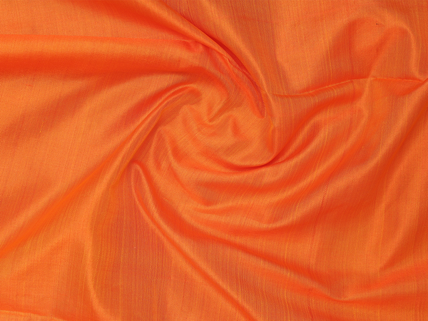Zari Border Orange Silk Dhoti For Deity