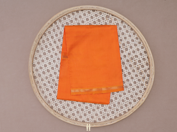 Zari Border Orange Silk Dhoti For Deity