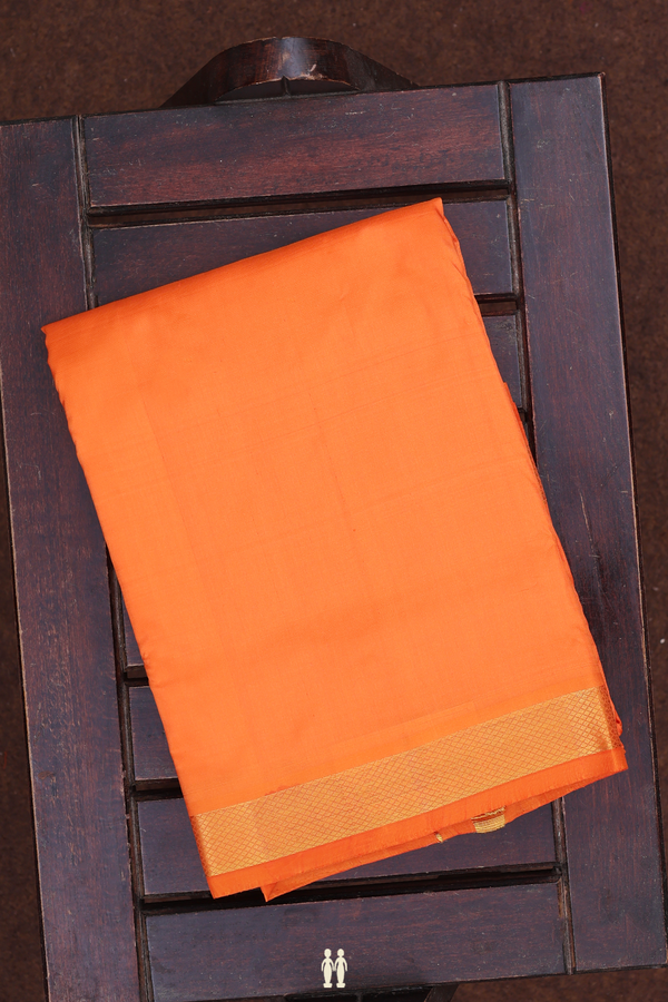 Zari Border Orange Silk Dhoti With Angavastram Set