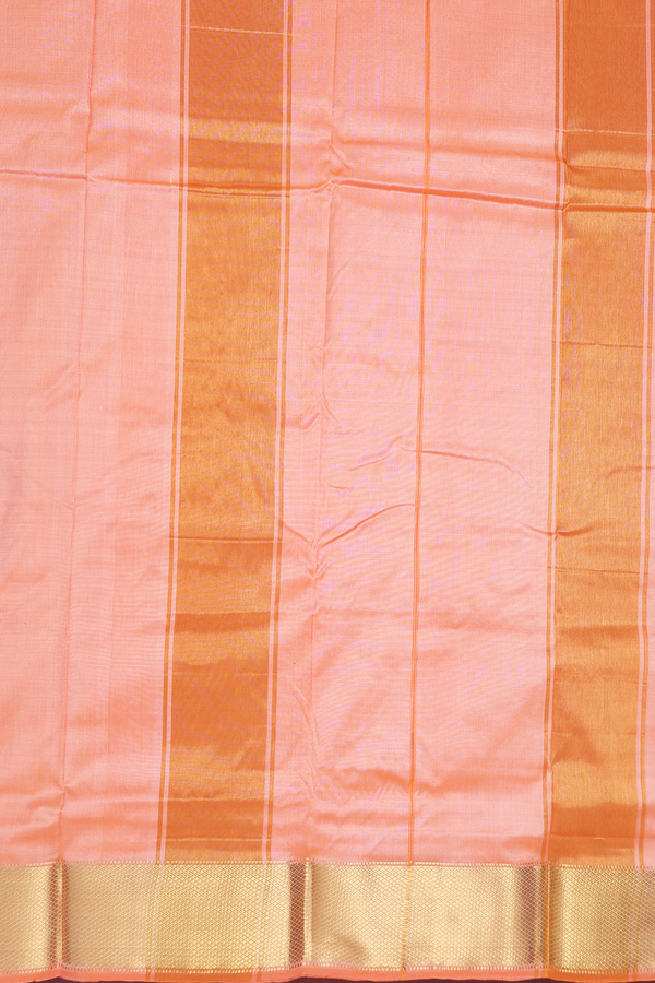 Zari Border Pastel Orange Silk Dhoti With Angavastram Set
