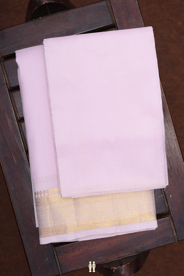 Zari Border Pastel Pink Silk Dhoti With Shirt Material