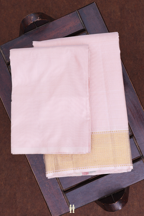 Zari Border Pastel Pink Silk Dhoti With Shirt Material