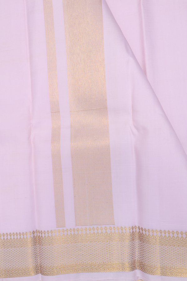 Zari Border Pastel Pink Silk Dhoti With Shirt Material