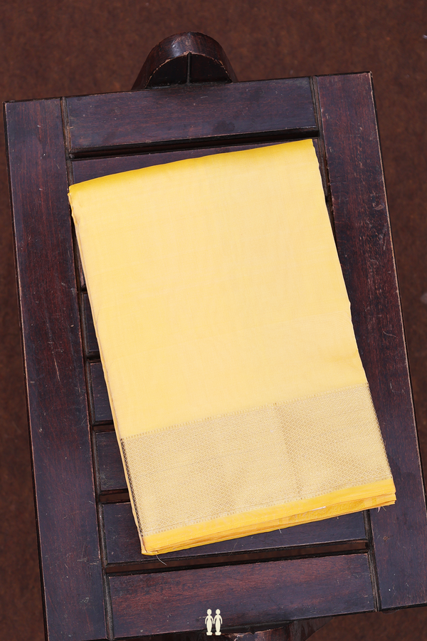 Zari Border Pastel Yellow Silk Dhoti With Angavastram Set