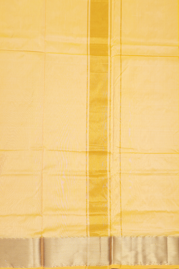 Zari Border Pastel Yellow Silk Dhoti With Angavastram Set