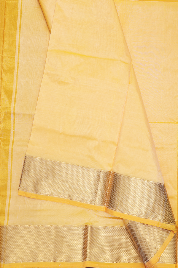 Zari Border Pastel Yellow Silk Dhoti With Angavastram Set