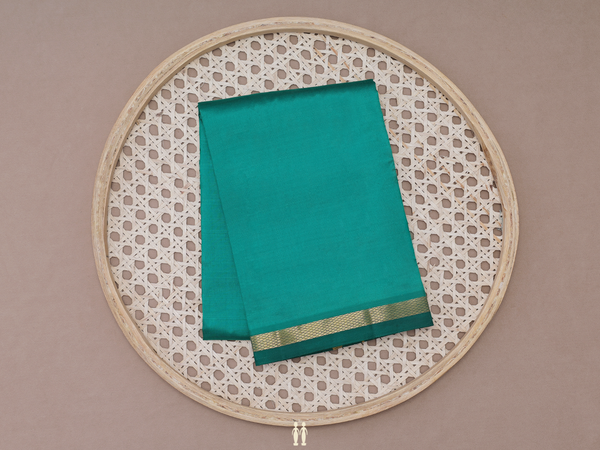 Zari Border Peacock Green Silk Dhoti For Deity