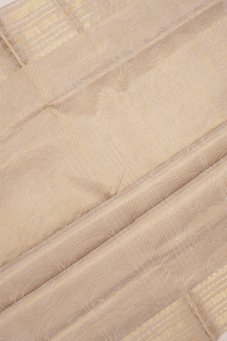 Zari Border Plain Beige Coimbatore Cotton Saree