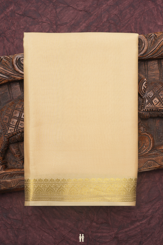 Zari Border Plain Beige Mysore Silk Saree