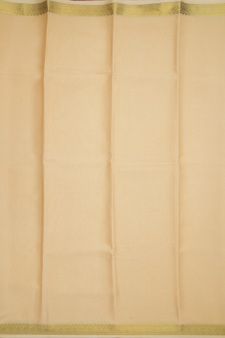 Zari Border Plain Beige Mysore Silk Saree