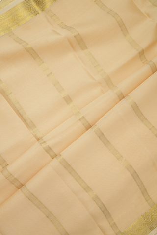 Zari Border Plain Beige Mysore Silk Saree