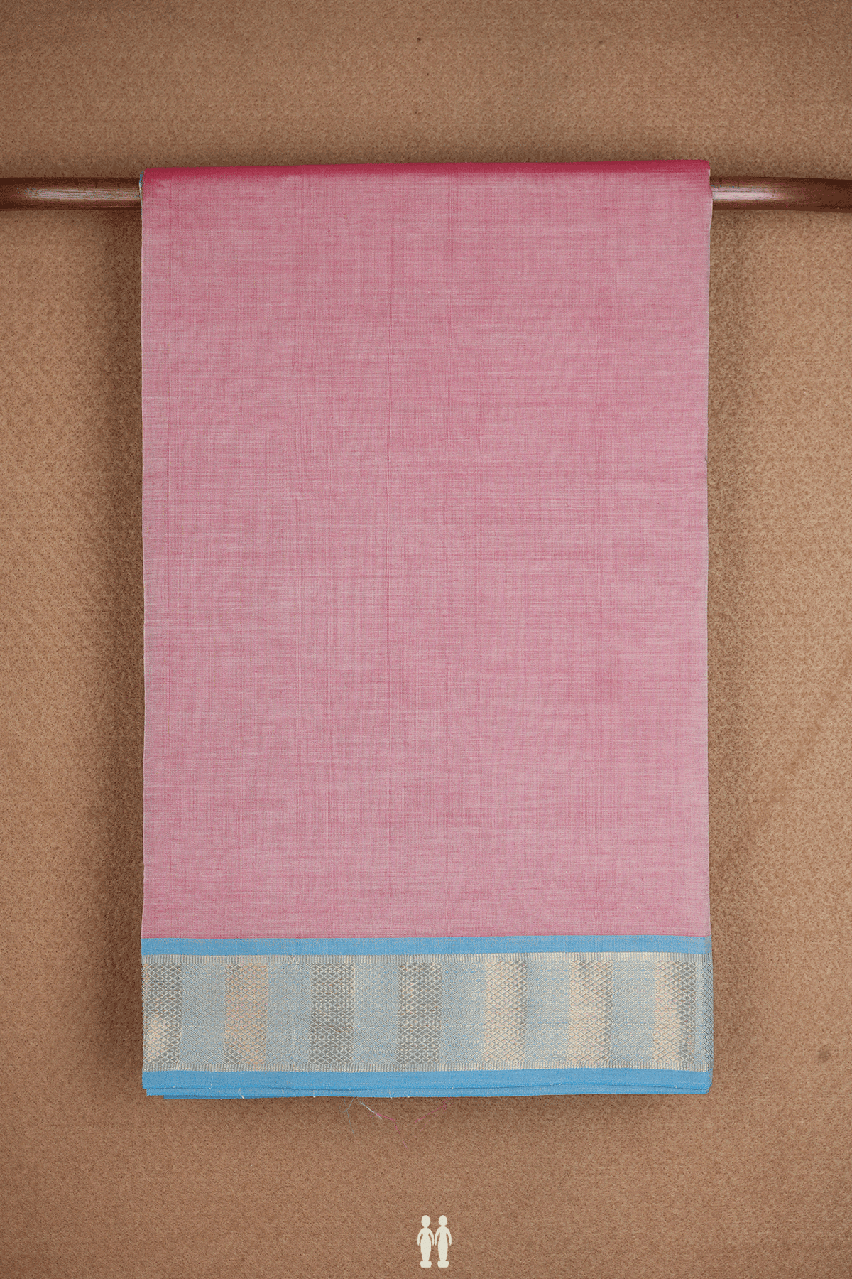 Zari Border Plain Blush Pink Poly Cotton Saree