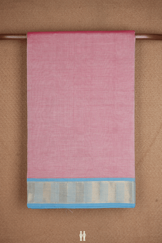 Zari Border Plain Blush Pink Poly Cotton Saree