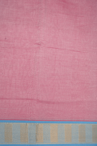 Zari Border Plain Blush Pink Poly Cotton Saree