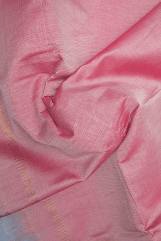 Zari Border Plain Blush Pink Poly Cotton Saree