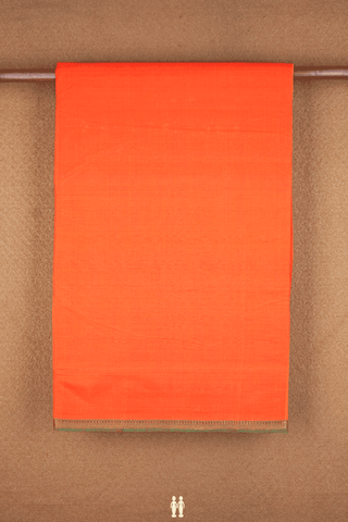 Zari Border Plain Bright Orange Mangalagiri Cotton Saree