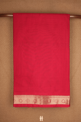 Zari Border Plain Chilli Red Nine Yards Silk Cotton Saree
