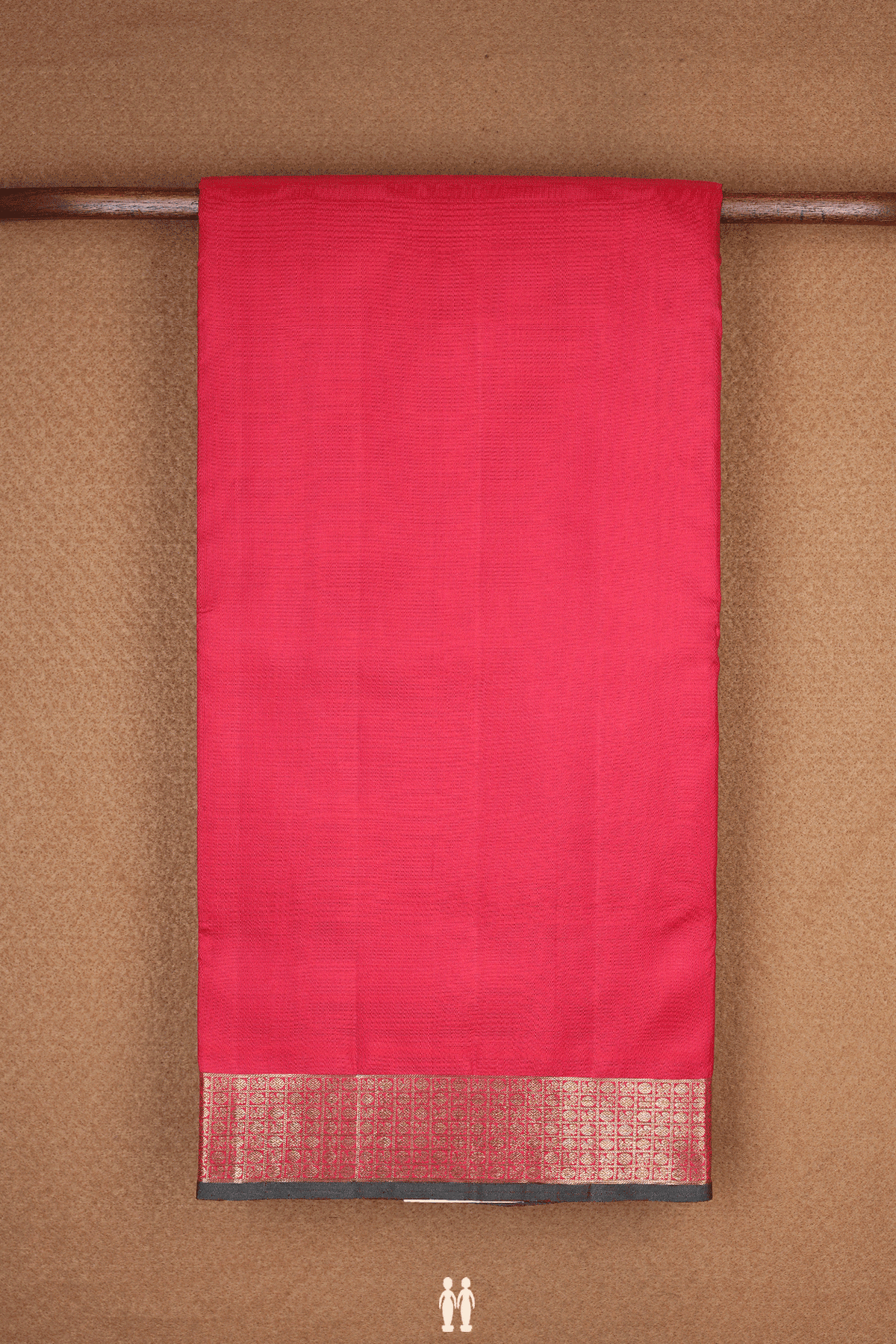 Zari Border Plain Crimson Red Nine Yards Silk Saree