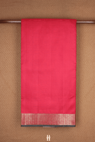 Zari Border Plain Crimson Red Nine Yards Silk Saree
