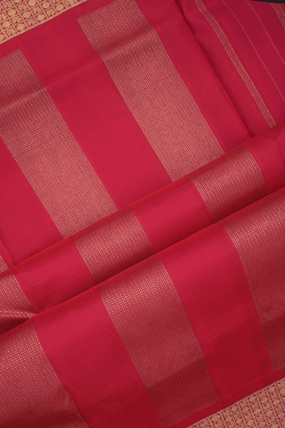 Zari Border Plain Crimson Red Nine Yards Silk Saree
