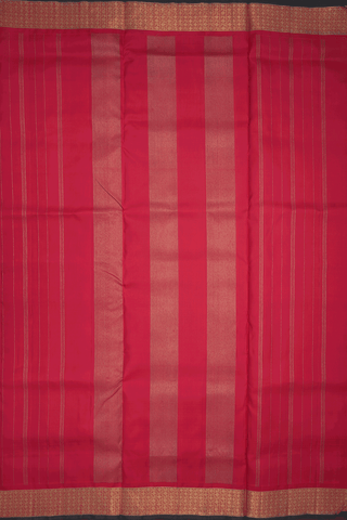 Zari Border Plain Crimson Red Nine Yards Silk Saree