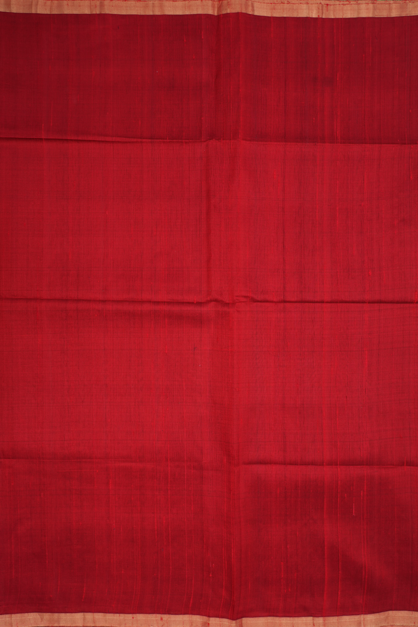 Zari Border Plain Crimson Red Raw Silk Saree
