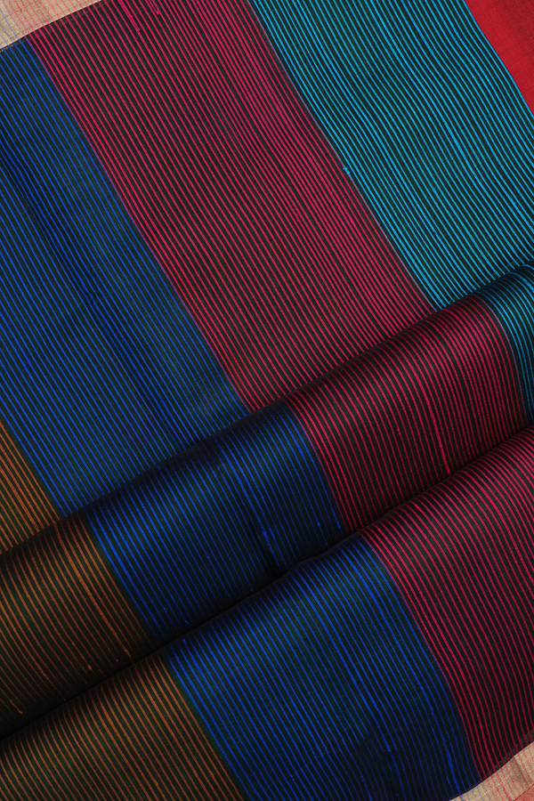 Zari Border Plain Crimson Red Raw Silk Saree