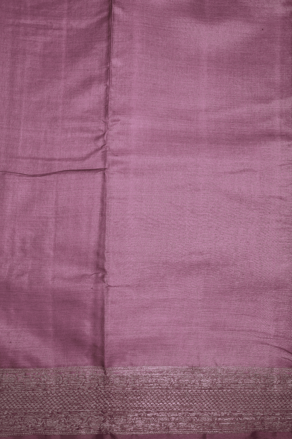 Zari Border Plain Dark Mulberry Tussar Silk Saree