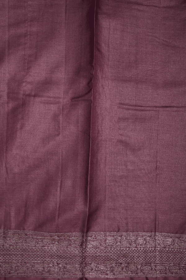 Zari Border Plain Dark Mulberry Tussar Silk Saree