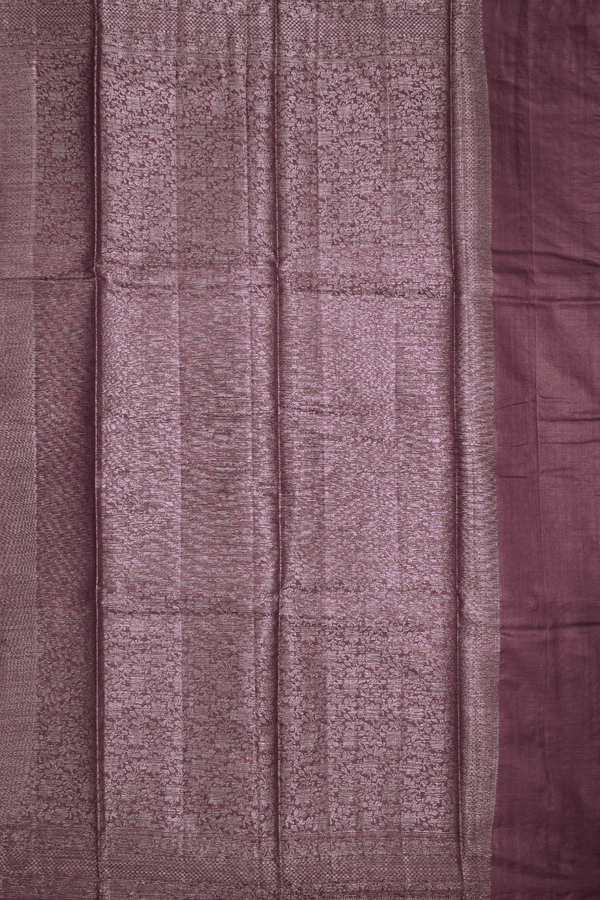Zari Border Plain Dark Mulberry Tussar Silk Saree