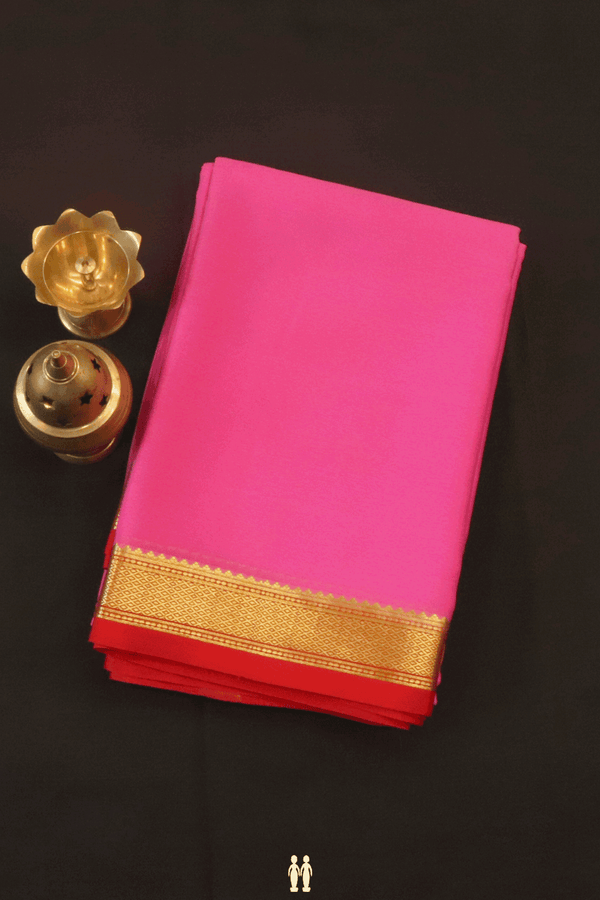 Zari Border Plain Lotus Pink Mysore Silk Saree