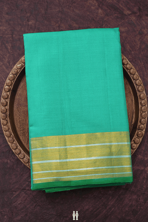 Zari Border Plain Seafoam Green Kanchipuram Silk Saree