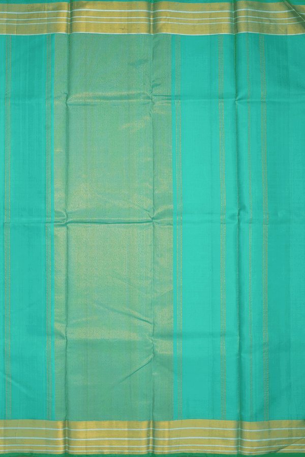 Zari Border Plain Seafoam Green Kanchipuram Silk Saree