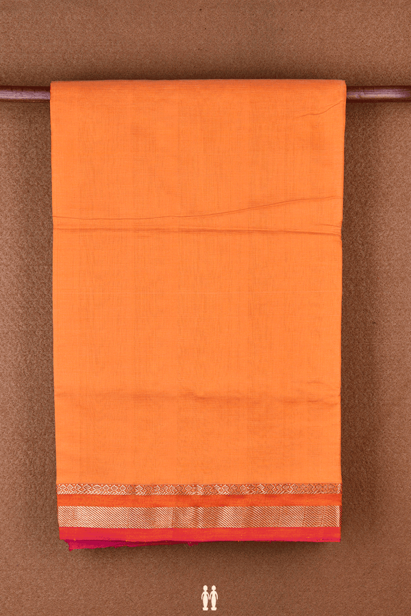 Zari Border Plain Soft Orange Traditional Silk Cotton Saree
