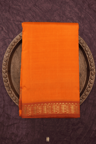 Zari Border Plain Spiced Orange Kanchipuram Silk Saree