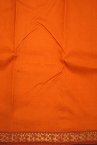 Zari Border Plain Spiced Orange Kanchipuram Silk Saree