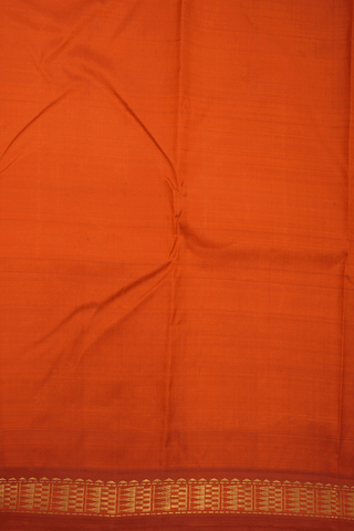 Zari Border Plain Spiced Orange Kanchipuram Silk Saree