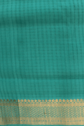 Zari Border Plain Turkish Blue Mangalagiri Cotton Saree