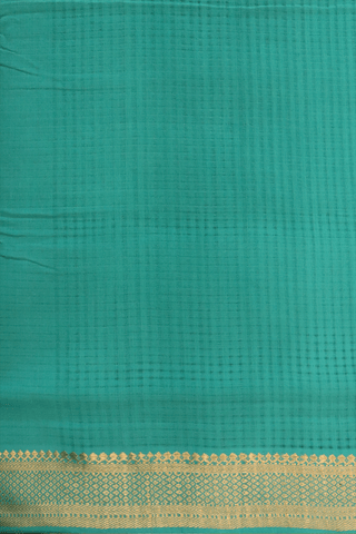 Zari Border Plain Turkish Blue Mangalagiri Cotton Saree