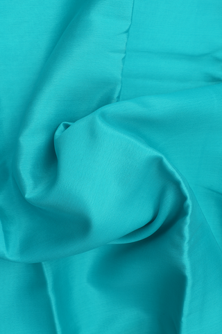 Zari Border Plain Turquoise Blue Mysore Silk Saree
