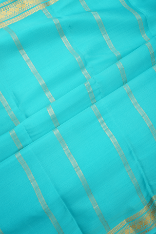 Zari Border Plain Turquoise Blue Mysore Silk Saree
