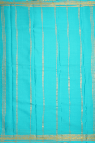 Zari Border Plain Turquoise Blue Mysore Silk Saree