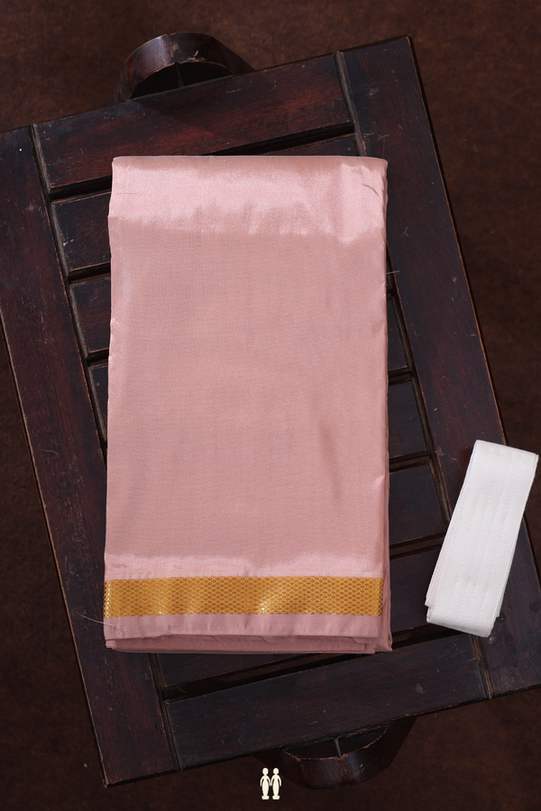 Zari Border Rose Brown Art Silk Dhoti With Shirt Material