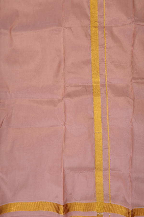 Zari Border Rose Brown Art Silk Dhoti With Shirt Material