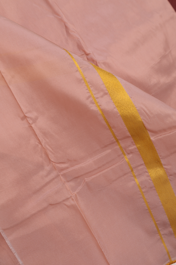 Zari Border Rose Brown Art Silk Dhoti With Shirt Material