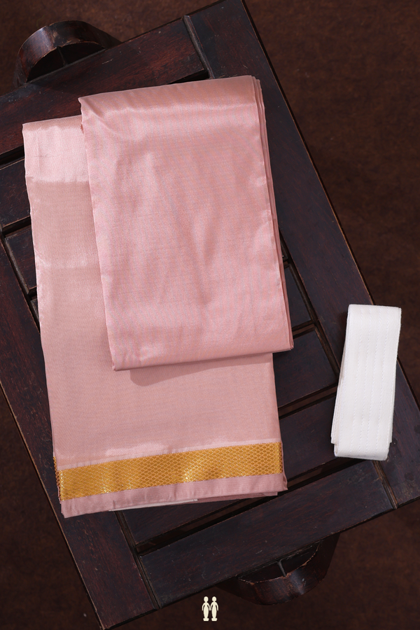 Zari Border Rose Brown Art Silk Dhoti With Shirt Material