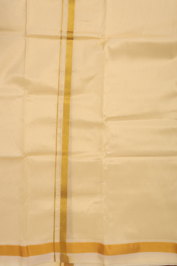 Zari Border Sandal Art Silk Dhoti With Shirt Material