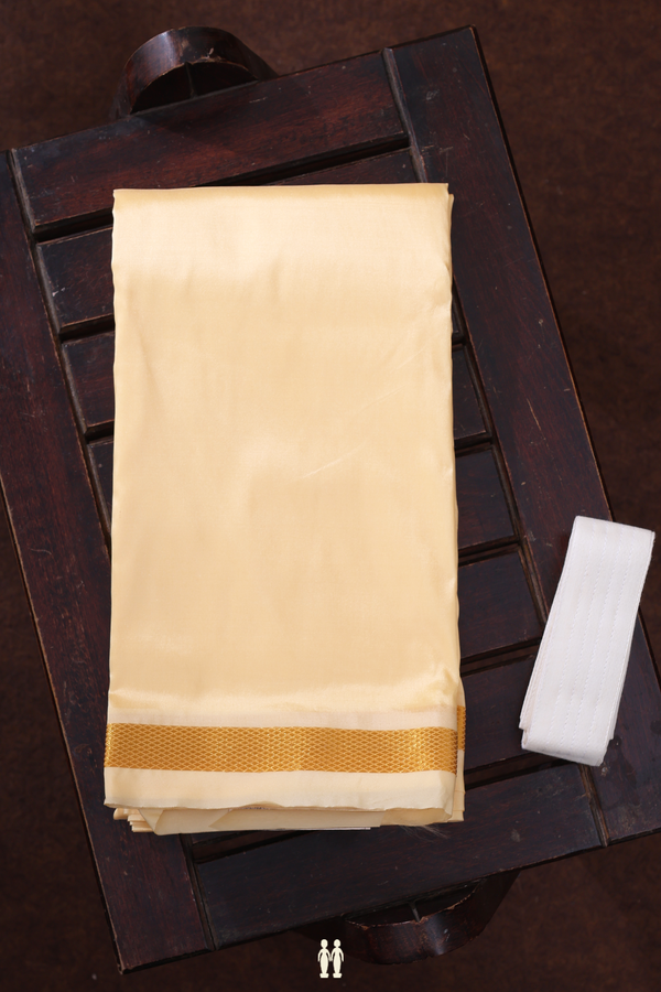 Zari Border Sandal Art Silk Dhoti With Shirt Material