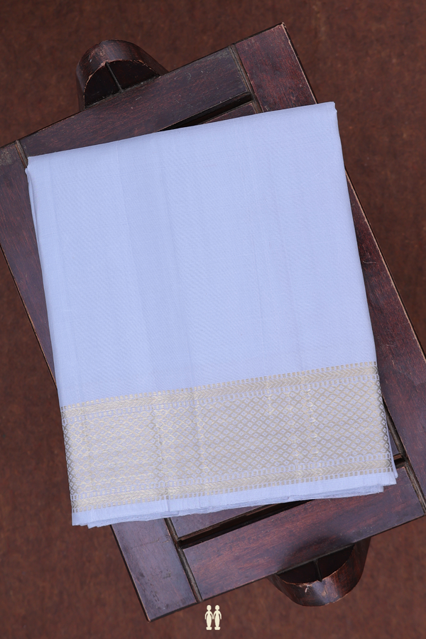 Zari Border Steel Blue Silk Dhoti With Shirt Material